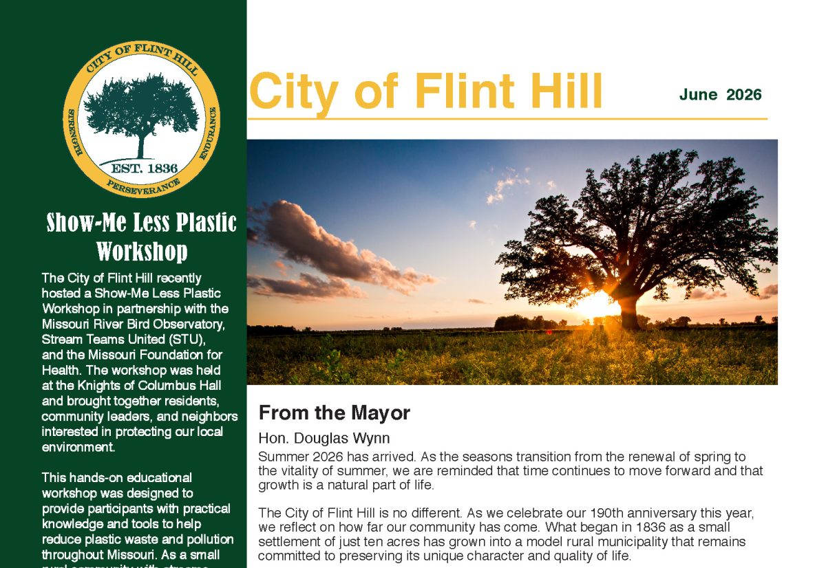 Top half of City of Flint Hill June 2026 Newsletter